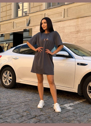 Графітова повсякденний жіноча сукня-футболка Україна мультикам