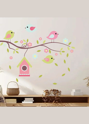 Наклейка на стену Pretty birds Птички возле домика (лист 40 х 60 см) Б773 BRUP (302241717)