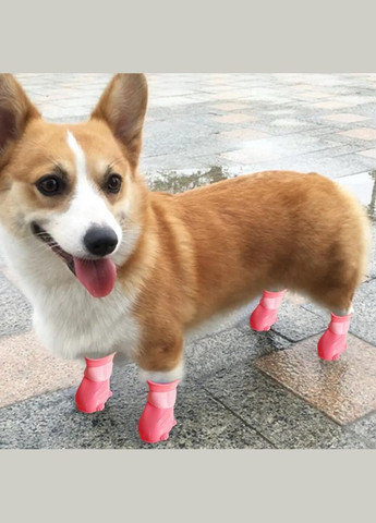 Резиновая обувь для собак на розовой липучке S No Brand (299840626)