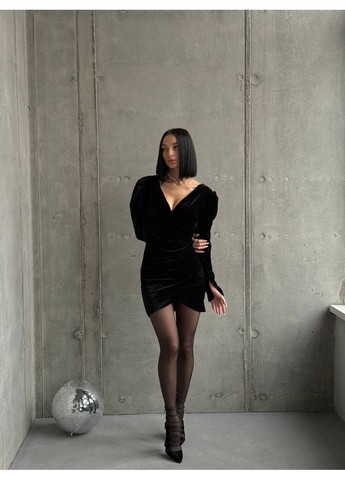 Чорна вечірня жіноча сукня на запах No Brand