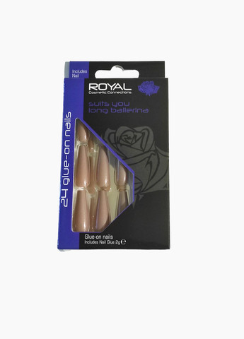 Накладные ногти в комплекте с клеем Cosmetics 24 Glue-On Nail Tips "Suits You" Нюдовый 24 шт. Royal (292128877)