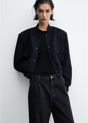 Широкі прямі рівні чорні джинси Mango - (355268143)