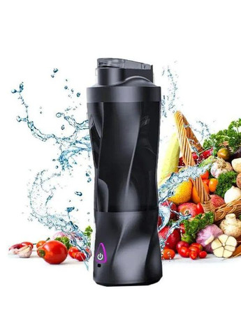 Чорний блендер-шейкер 650 мл із USB зарядкою та стильним зовнішнім виглядом No Brand (333986397)