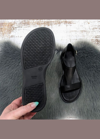 Черные босоножки женские кожаные SALI с ремешком