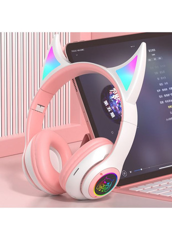 Наушники беспроводные STN-25 с ушками и подсветкой Розовый (2104618665) No Brand (355873050)