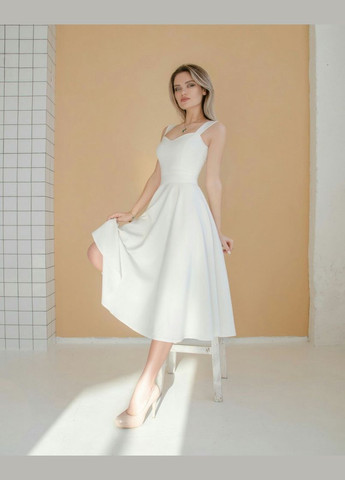 Білий вечірня плаття з спідницею-сонце, а-силует Moon однотонна