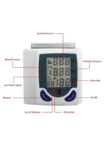 Цифровий автоматичний тонометр Blood Pressure Monitor для зап'ястя вимірювач тиску та пульсу гіпертоніків Grand (379897827)