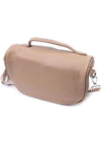 Летняя женская кроссбоди через плечо в классическом цвете из натуральной бежевой кожи 22657 Vintage (329196654)