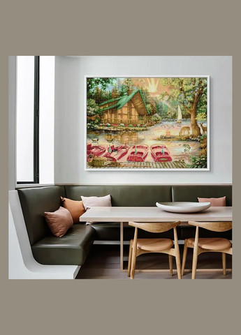 Набір для вишивання за нанесеною на канву схемою "River House and Boat". AIDA 14CT printed 56*44 см Joy Sunday (313613142)