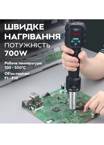 Воздушная паяльная станция термофен с регулировкой температуры дисплеем насадками 3 штуки 500° 700 Вт (481175-Prob) Unbranded (356104217)