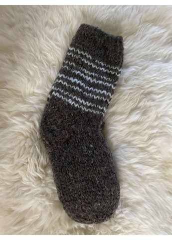 Сірі шкарпетки з овечої вовни ручного в'язання абстрактні (356672785)