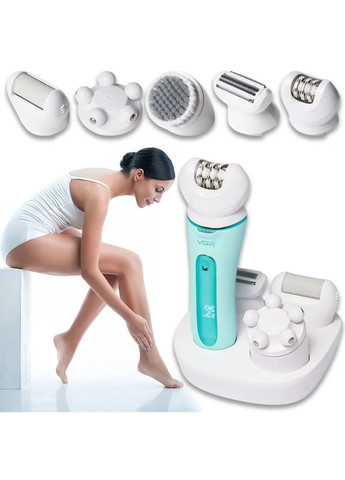 Епілятор 5 в 1 V-751, 5 насадок. Колір: зелений VGR (364666117)