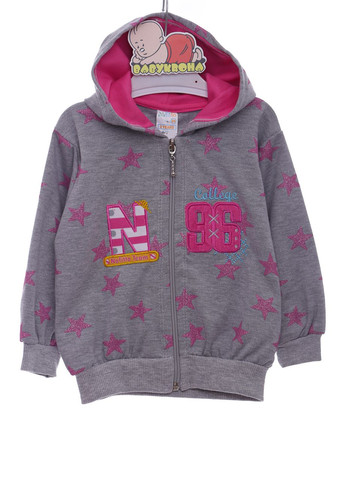 Рожевий демісезонний костюм з довгим рукавом для дівчинки трикотажний на змійці зірки рожевий 86 см (36818) BABYKROHA