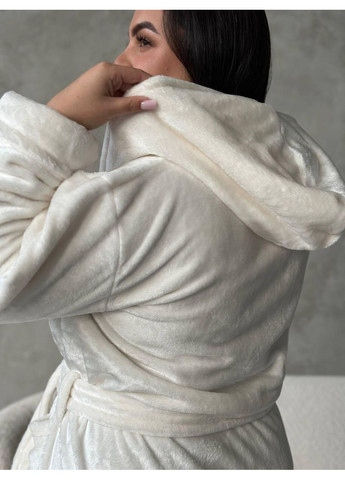 Теплий махровий халат PLUS SIZE з капюшоном / Жіночий халат великих розмірів махровий білий No Brand (370976351)