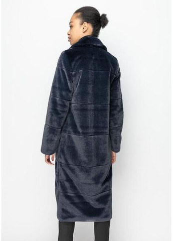 Пальто з Екохутром і Шалевим Коміром 1101M-C Темно -синій/ ожина SAM Samange (367724850)