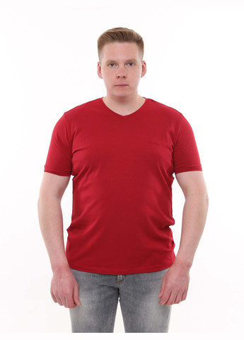 Червона футболка чоловіча червона однотонна великий розмір з коротким рукавом Jean Piere Пряма