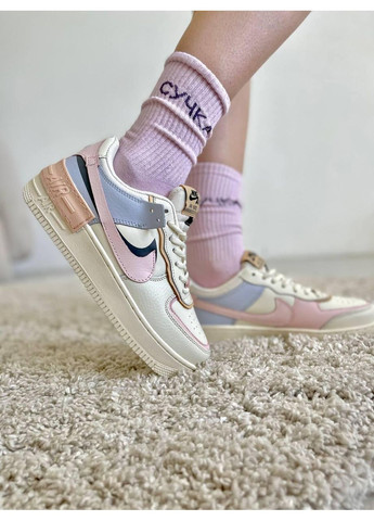 КРОССОВКИ ЖЕНСКИЕ NIKE AIR FORCE SHADOW BEIGE PINK НАЙК АИР ФОРС 1 ПРЕМИУМ No Brand розовые демисезоны (367175057)