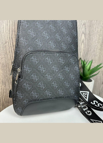 Чоловіча сумка-бананка месенджер на груди стиль Guess, барсетка грудна чорна Гесс No Brand (334730655)