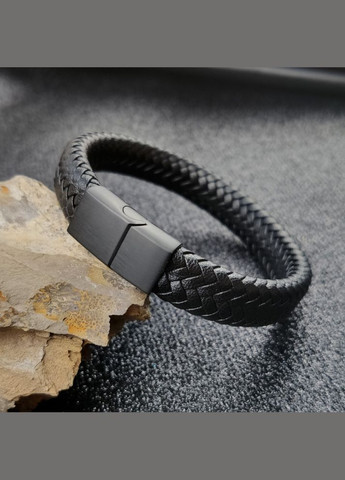 Мужские браслеты из натуральных камней и кожи черный тигровый глаз (комплект) No Brand (328251199)