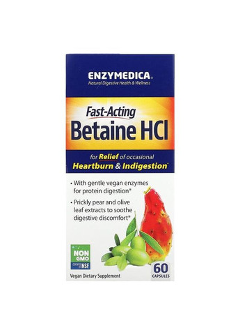 Бетаин гидрохлорид Betaine HCI помощь при несварении желудка 60 капсул Enzymedica (277695197)