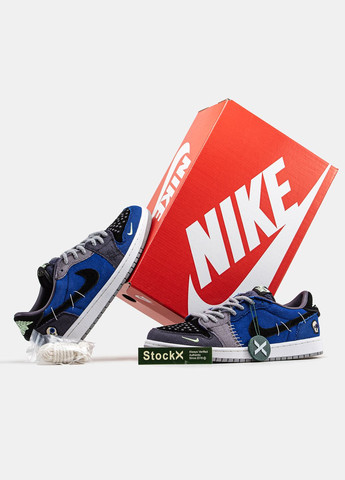 Синие демисезонные кроссовки мужские и женские nike air jordan 1 low voodoo alternate blue black | найк аир джордан 1 низкие синие черные No Brand