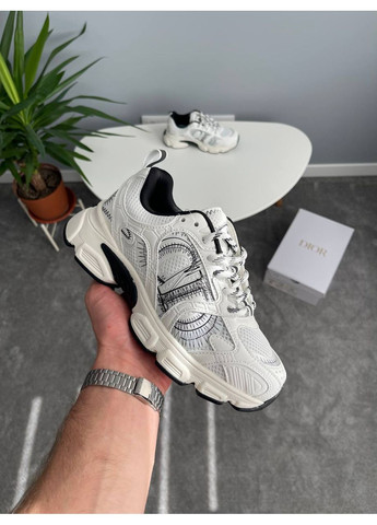 Белые демисезонные кроссовки мужские и женские dior chrono white black | диор хроно белые No Brand