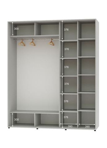 Шафа-купе дводверна 200*60*250 Сірий ДСП/Дзеркало Алекса (360443366)