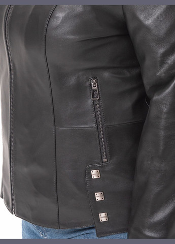 Черная демисезонная женская кожаная куртка весна Fabio Monti