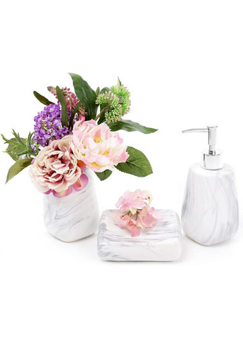 Набір аксесуарів Bright для ванної кімнати 3 предмета "Сірий мармур" кераміка Bona (372173018)