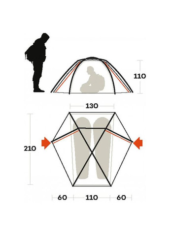 Палатка двухместная Force 2 Olive Green (91135LOOFR) Ferrino (322206798)