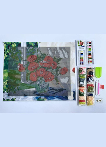 Алмазна мозаїка Маки на підвіконні SP058 ColorArt (285719808)