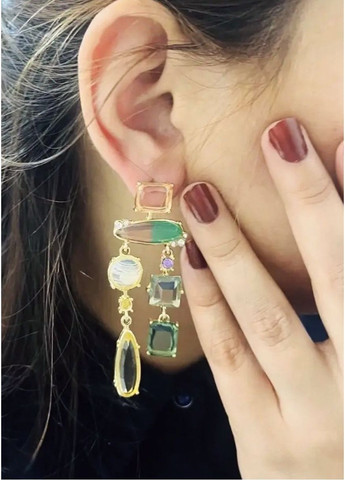 Разые длинные серьги цветные кристаллы, 2397 No Brand (362050373)