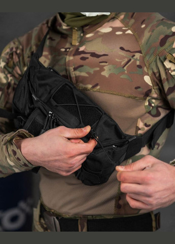 Поясна тактична сумка D005 військова бананка чорна No Brand (314455194)