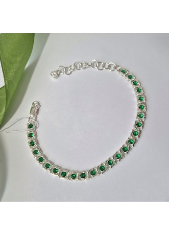 Серебряный браслет на руку Арабский Бисмарк с Зелеными камнями 17 - 21 см серебро 925 пробы 7003 7.72г Nobrand (369612471)