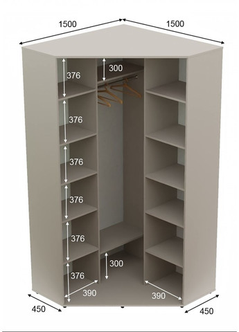 Шкаф-купе двухдверный угловой 150*150*240 Кашемир ДСП/Зеркало с пескоструйным рисунком Угол-5 Алекса (360459418)