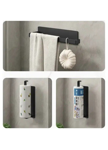 Настенный держатель для бумажных полотенец на кухню в ванную углеродистая сталь лофт 25х7х4,8 см (479237-Prob) Черный Unbranded (316427044)