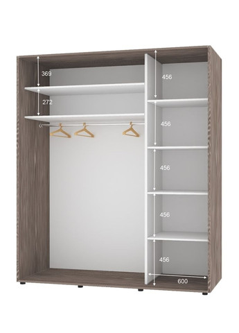 Шкаф-купе двухдверный Комфорт Мебель 190*60*240 см Трюфель 2 двери ДСП Стандарт Комфорт Меблі (360438574)