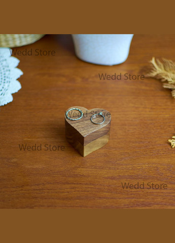 Футляр деревянный свадебный Коробочка для колец Heart 55х60х40мм ящик для двух колец No Brand (338436968)