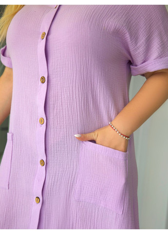 Лілова літня муслінова сукня-сорочка Fashion Girl