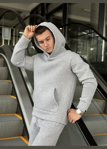 Стильное мужские худи на флисе серое осень/зима Freedom (347149558)