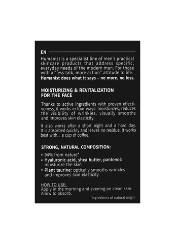 Delia Cosmetics Крем для лица для мужчин Humanist 3 в 1 "Увлажнение и ревитализация", 50 мл — Крем, Польша (355312750)