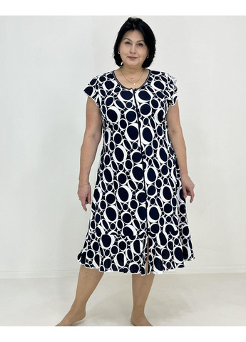 Халат женский с валаном Шик Pars 60-62 Чёрно-белый (31771642-3) Triko (316219055)