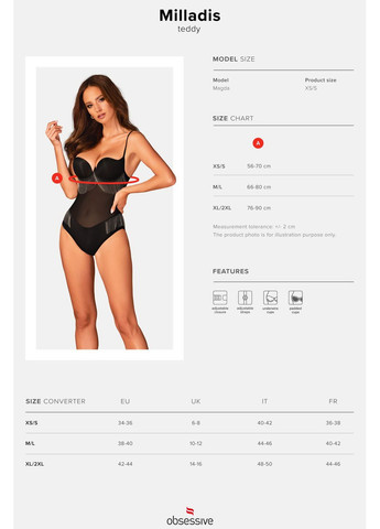 Черный демисезонный соблазнительное боди milladis Obsessive