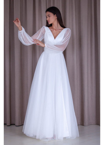 Молочное вечернее платье с юбкой-солнце, а-силуэт Lolita однотонное