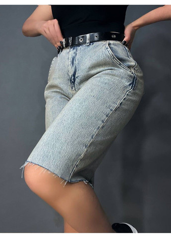 Шорти жіночі джинсові 1358 SKATER бермуди подовжені з ременем блакитні Liuzin (336432865)