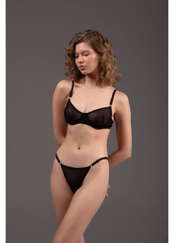 Чорний демісезонний базовий чорний жіночий комплект спідньої білизни прозорий ліф і трусики із сітки. повсякденна жіноча спідня прозора білизна Turkey