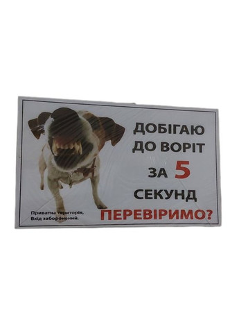 Табличка-125 "Добегаю до ворот за 5 сек Проверим?" 20х12 см No Brand (368710770)