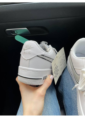 Чорні Осінні кросівки чоловічі nike air force 1 white black silver найк аір форс 1 преміум No Brand