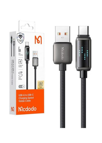 Кабель LED Display USB-A to USB-C 6A Data Cable 1.2m Black McDodo (308982816)