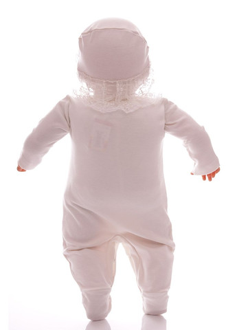 Человечек с шапкой для девочки интерлок Рюши молочный 62 см (35472) Murat baby (296193369)